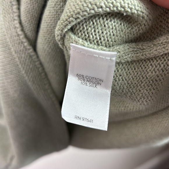 Pure Jill Sage Green Silk Cotton Blend Knit Sweater Kangaroo Pockets Hooded XS - Picture 4 of 8